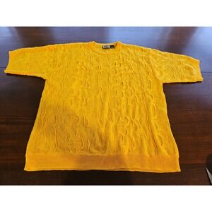 PJ Mark Vintage Biggie Vertical Cable Knit Short Sleeve Sweater Shirt‎ Men's XL